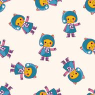 animal cat winter cartoon seamless pattern background
