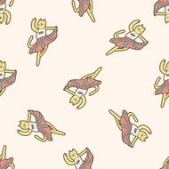 animal dancing cartoon seamless pattern background N8