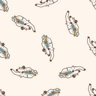 animal dancing cartoon seamless pattern background N11
