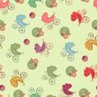 Color seamless children background of stars and colored strollers toys N2