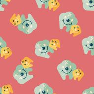 Tooth flat style icon eps10 seamless pattern background