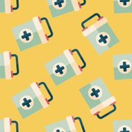 first aid kit flat icon eps10 seamless pattern background