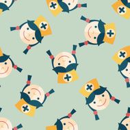 Medical nurse flat icon eps10 seamless pattern background