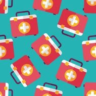 first aid kit flat icon eps10 seamless pattern background N4
