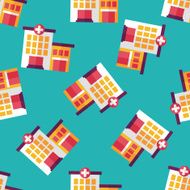 hospital building flat icon eps10 seamless pattern background N2
