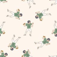 football player cartoon seamless pattern background N34