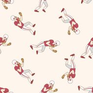football player cartoon seamless pattern background N35
