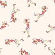 football player cartoon seamless pattern background N37