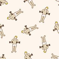 fitness trainer cartoon seamless pattern background N12