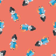 old woman flat icon eps10 seamless pattern background N2