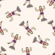 fitness trainer cartoon seamless pattern background N20