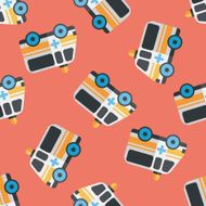 ambulance car flat icon eps10 seamless pattern background N3
