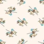 merry-go-round cartoon seamless pattern background