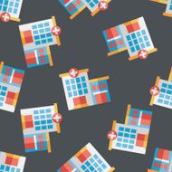 hospital building flat icon eps10 seamless pattern background N3
