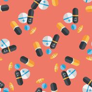 Pills flat icon eps10 seamless pattern background N3