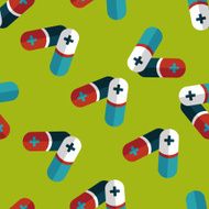 Pills flat icon eps10 seamless pattern background N4