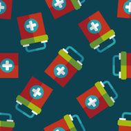 first aid kit flat icon eps10 seamless pattern background N7