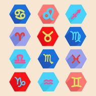 horoscope icon set in flat style zodiac signs N2