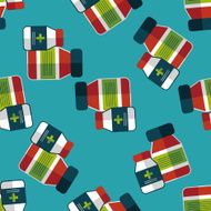 Medical Bottle flat icon eps10 seamless pattern background N2