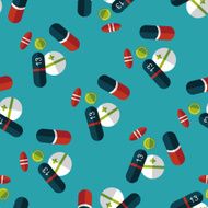 Pills flat icon eps10 seamless pattern background N5