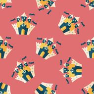 Halloween castle flat icon eps10 seamless pattern background