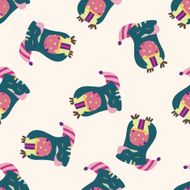 owl cartoon seamless pattern background N14