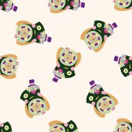 owl cartoon seamless pattern background N15