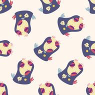 owl cartoon seamless pattern background N16