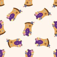 owl cartoon seamless pattern background N18