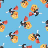 pumpkin and broom flat icon eps10 seamless pattern background N3