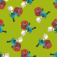 pumpkin and broom flat icon eps10 seamless pattern background N4