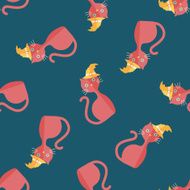 Evil cat flat icon eps10 seamless pattern background