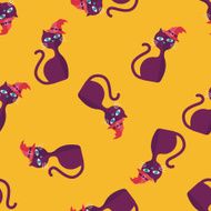 Evil cat flat icon eps10 seamless pattern background N2
