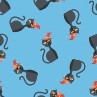 Evil cat flat icon eps10 seamless pattern background N3