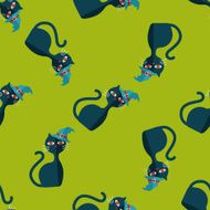 Evil cat flat icon eps10 seamless pattern background N4