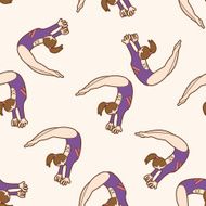 gymnastics cartoon seamless pattern background N9