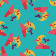 Halloween moon flat icon eps10 seamless pattern background N2