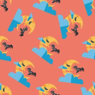 Halloween moon flat icon eps10 seamless pattern background N3