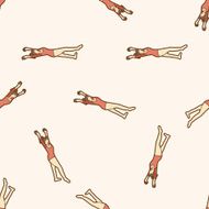 gymnastics cartoon seamless pattern background N12
