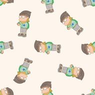 People winter cartoon seamless pattern background N3