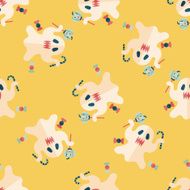 ghost flat icon eps10 seamless pattern background N9