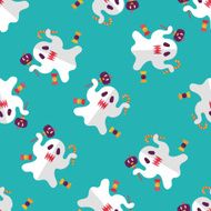 ghost flat icon eps10 seamless pattern background N10