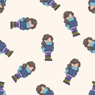 People winter cartoon seamless pattern background N6