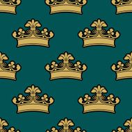 Vintage golden royal crowns seamless pattern