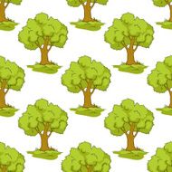 Seamless pattern with cartoon green trees