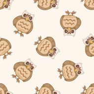 bird owl cartoon seamless pattern background