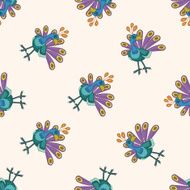 bird peacock cartoon seamless pattern background