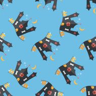 Halloween house flat icon eps10 seamless pattern background N3