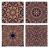Arabic geometric seamless patterns with foliage elements