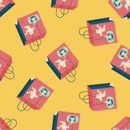 Halloween shopping bag flat icon eps10 seamless pattern background